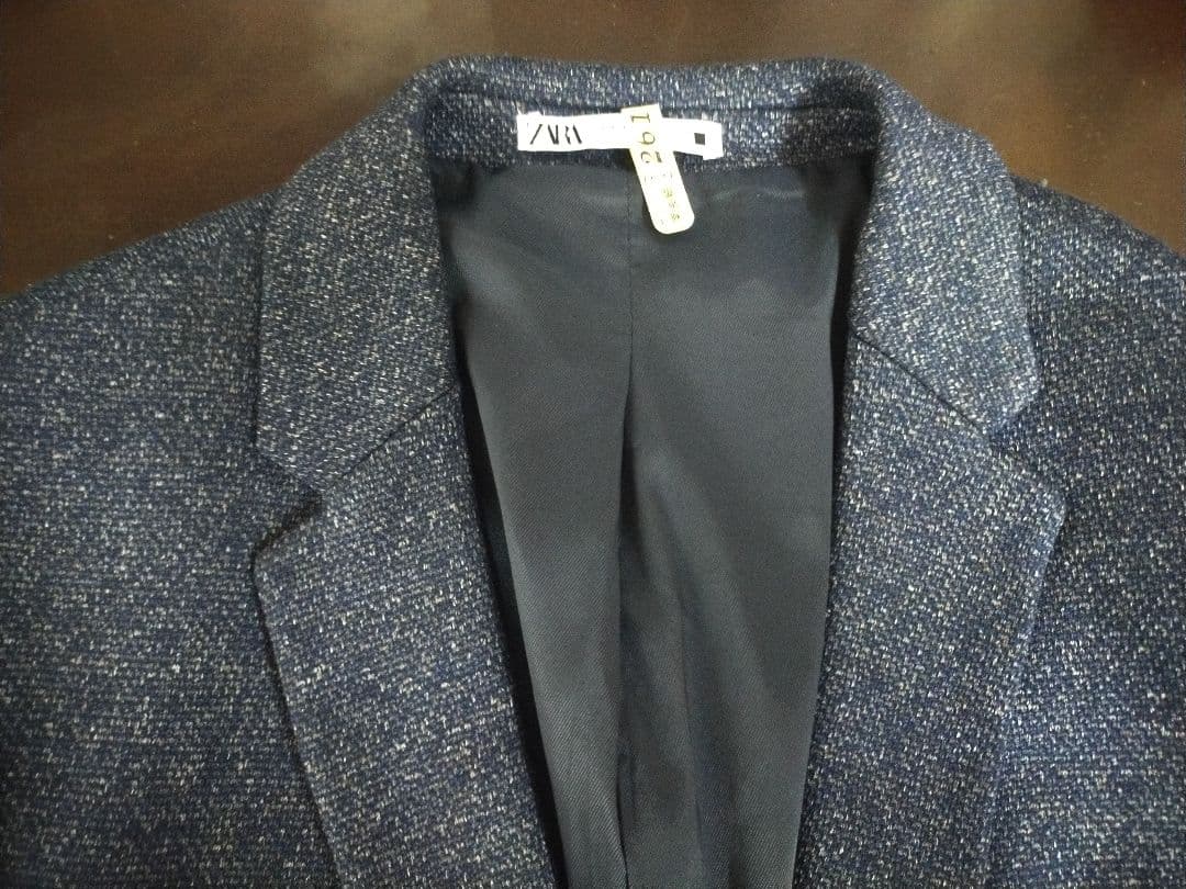 新品未使用 ザラ スーツ 上50 下40 ツィードニット ブルー スキニー
