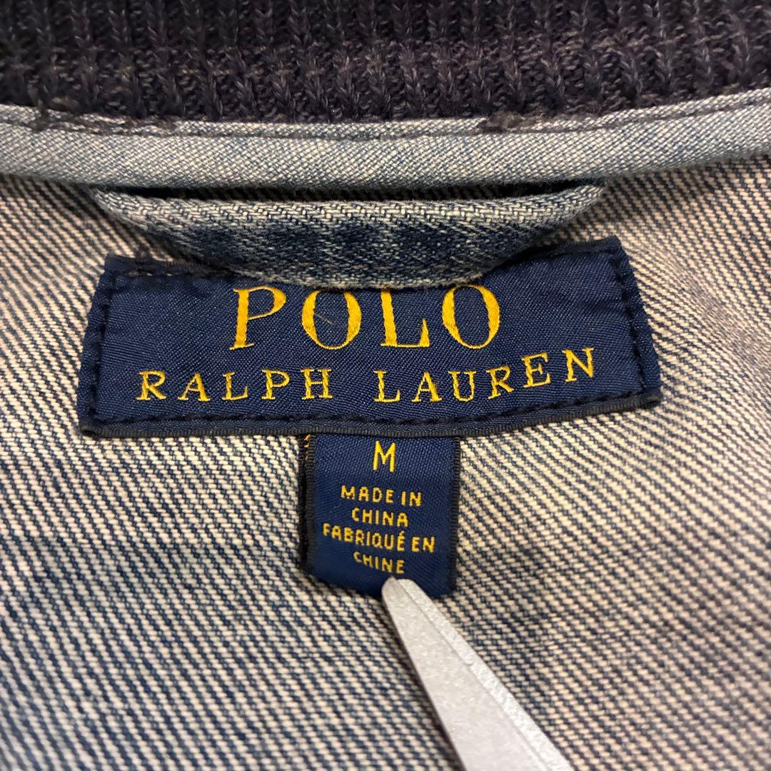 ポロラルフローレン　デニムジャケット　スタジャン　M リブ　ロゴ　ボタン
