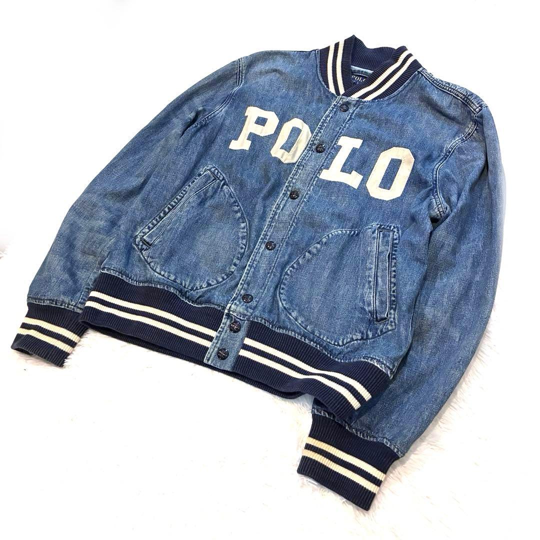 ポロラルフローレン　デニムジャケット　スタジャン　M リブ　ロゴ　ボタン