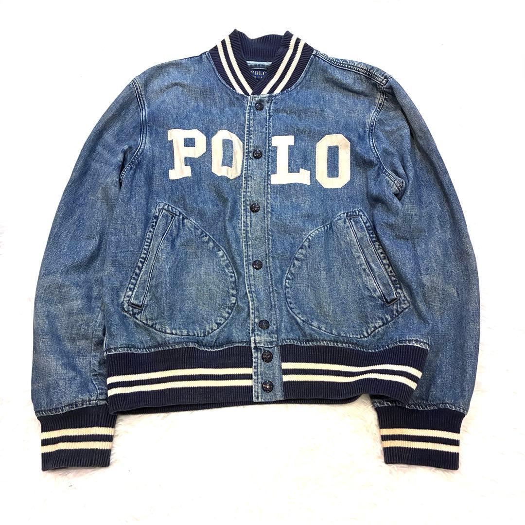 ポロラルフローレン　デニムジャケット　スタジャン　M リブ　ロゴ　ボタン