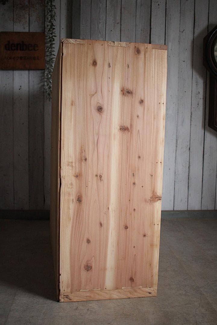 前面ガラスの引き出し4段　食器棚　シャツケース　収納棚　古家具