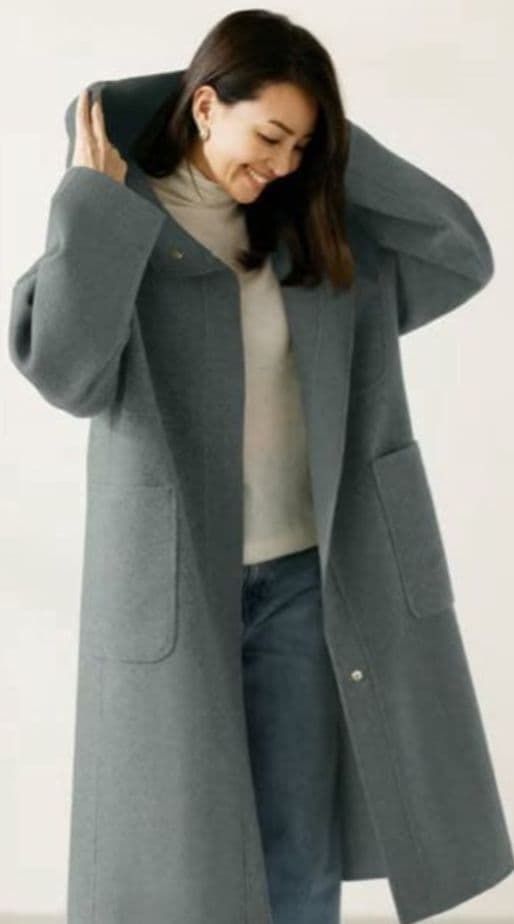 新品タグ付きDoCLASSE カシミヤ混ウールリバーフードコート13号グレー