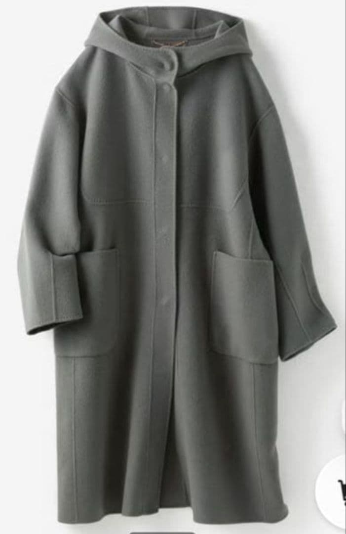 新品タグ付きDoCLASSE カシミヤ混ウールリバーフードコート13号グレー