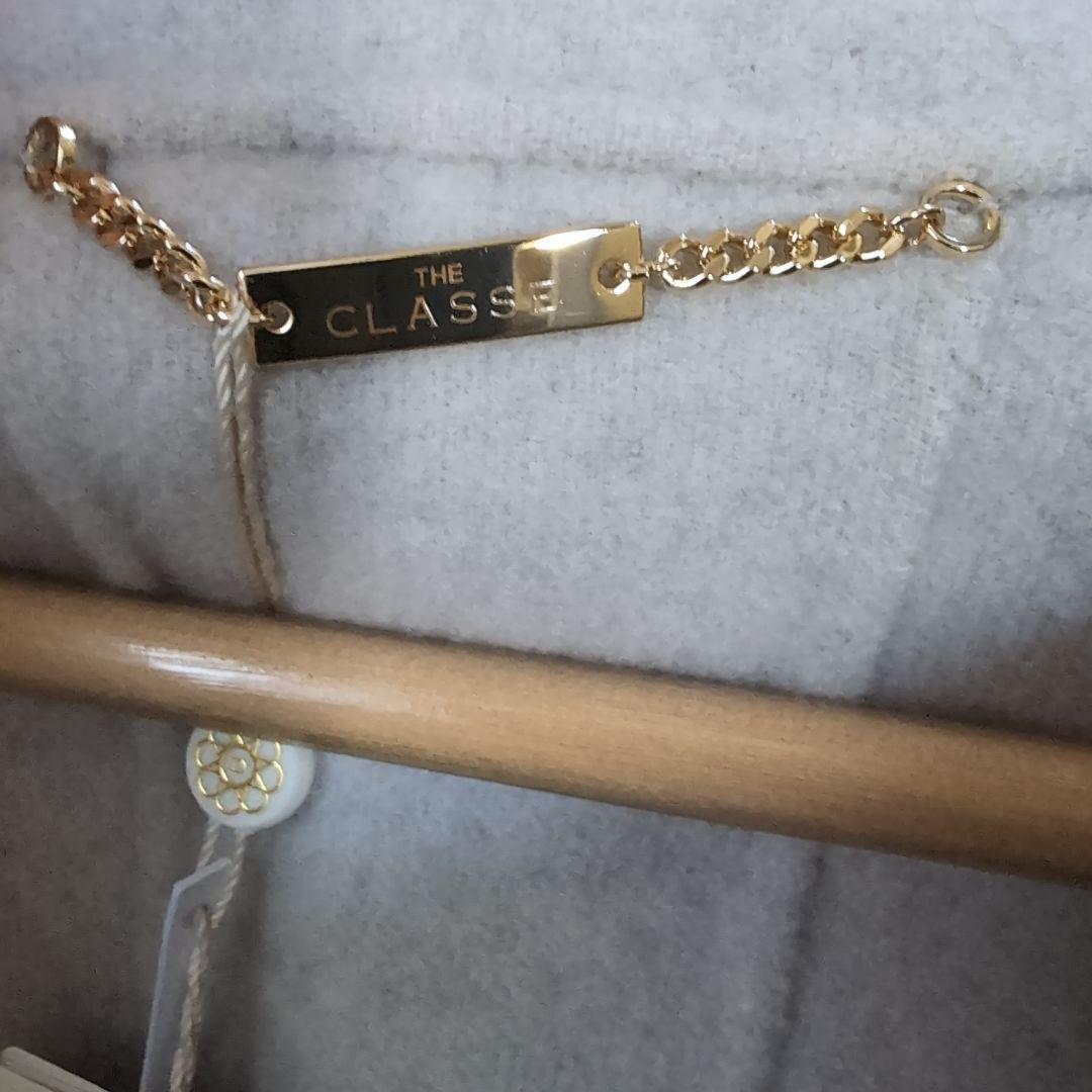 新品タグ付きDoCLASSE カシミヤ混ウールリバーフードコート13号グレー