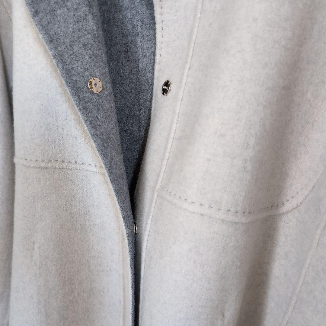 新品タグ付きDoCLASSE カシミヤ混ウールリバーフードコート13号グレー