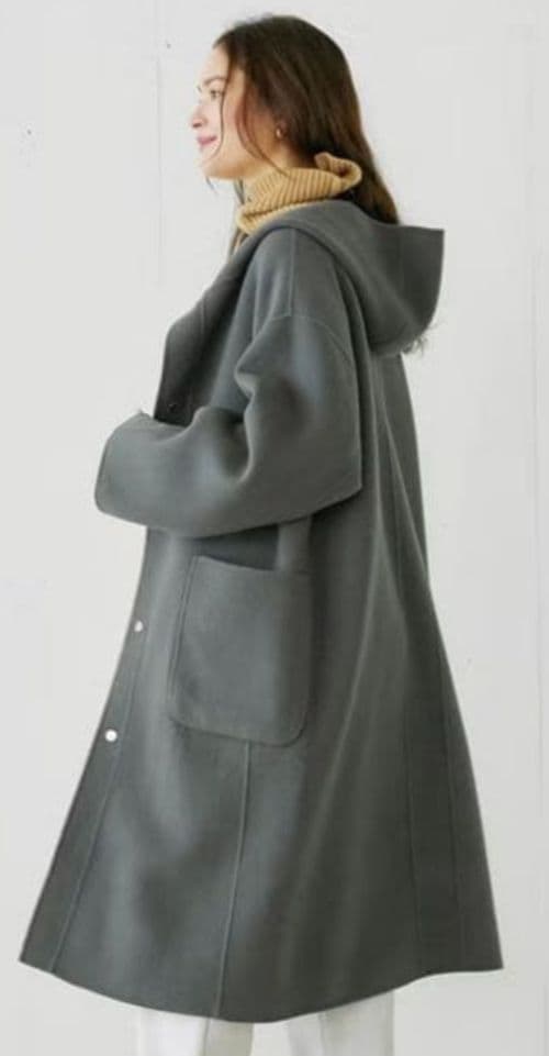 新品タグ付きDoCLASSE カシミヤ混ウールリバーフードコート13号グレー