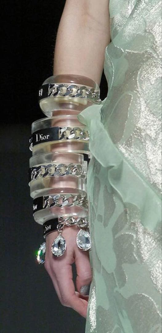 ヴィンテージ⭐︎クリスチャンディオール　チェーン　アクリル　バングル