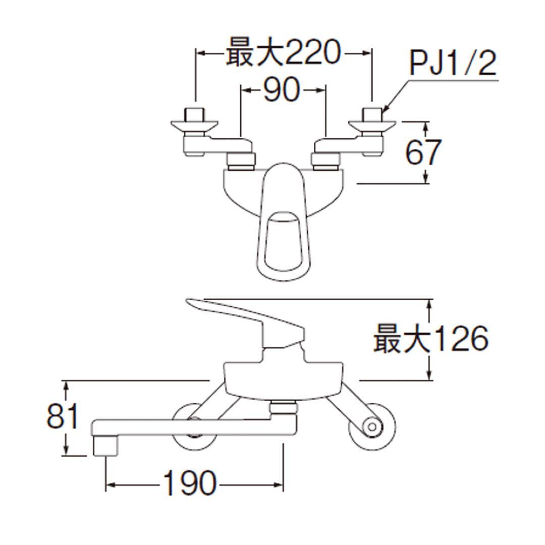 SANEI シングル混合栓 オールメッキ エコ 節約 K1712E2-13