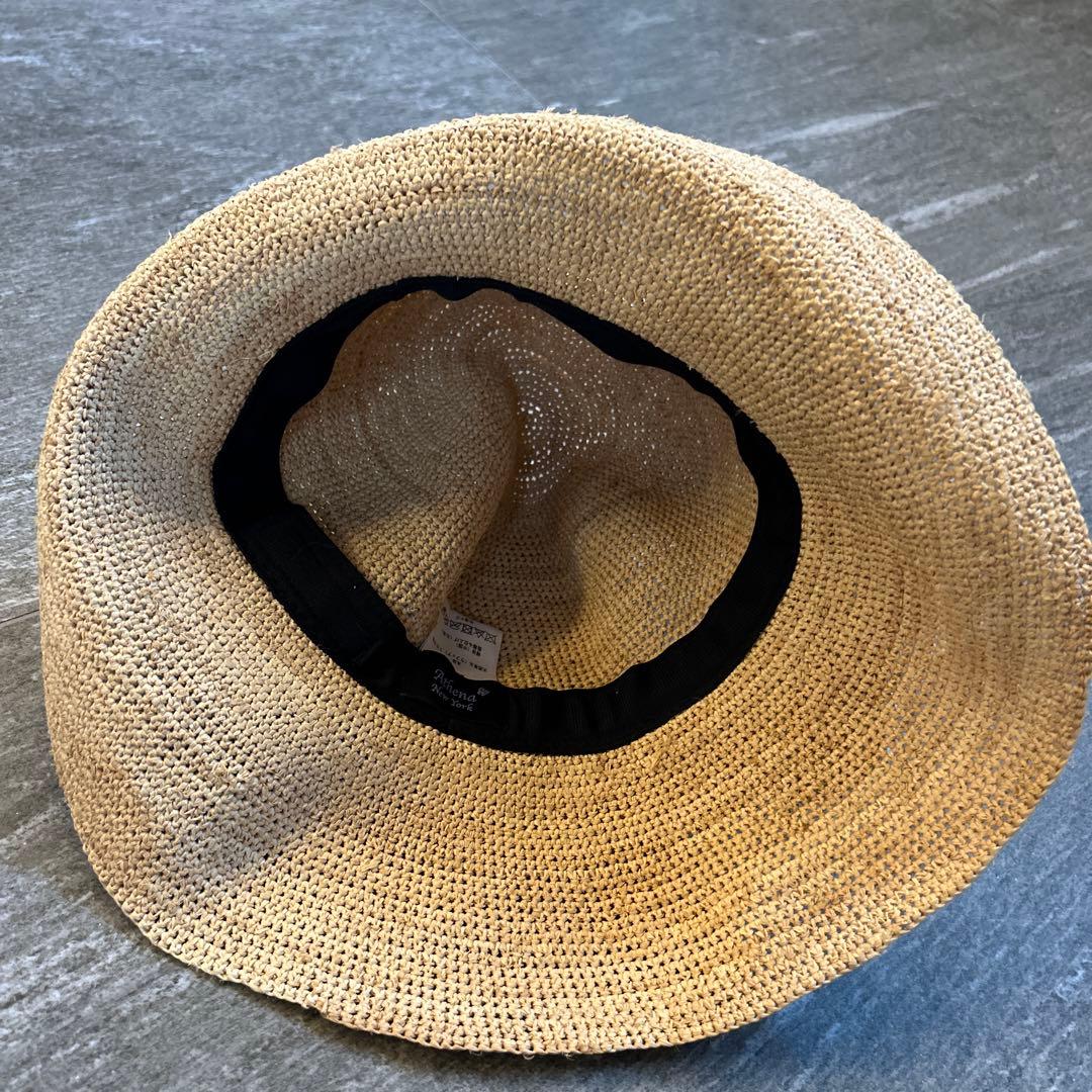 美品　アシーナニューヨーク　麦わら帽子　フラワーレースハット　花柄　白