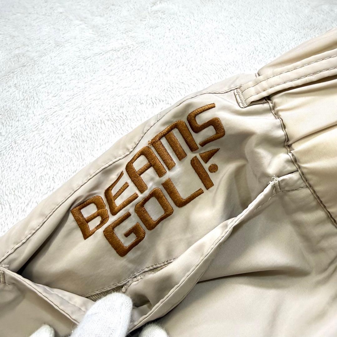 BEAMS GOLF 刺繍ロゴ 防寒中綿 ウエストゴム 暖パンツ L ベージュ