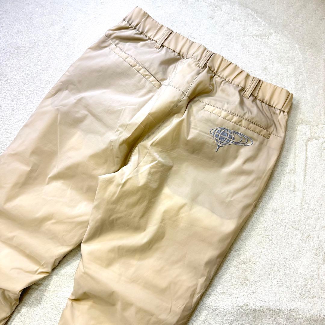 BEAMS GOLF 刺繍ロゴ 防寒中綿 ウエストゴム 暖パンツ L ベージュ