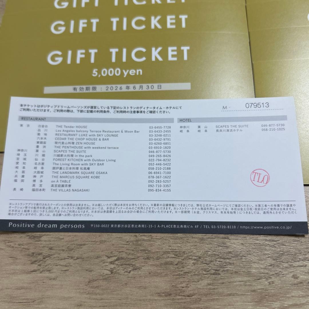 ポジティブドリームパーソンズ/ギフトチケット/優待券