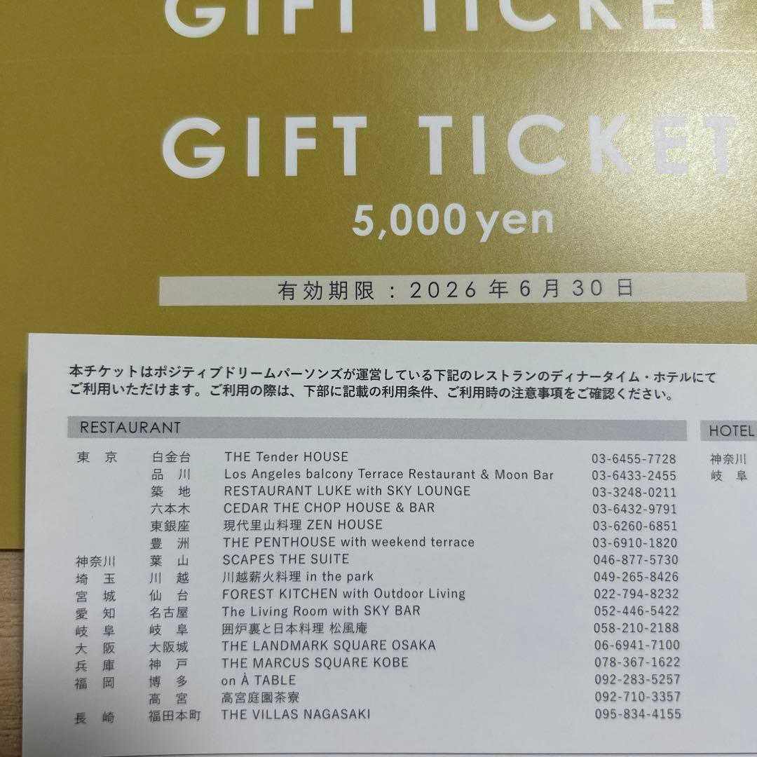 ポジティブドリームパーソンズ/ギフトチケット/優待券