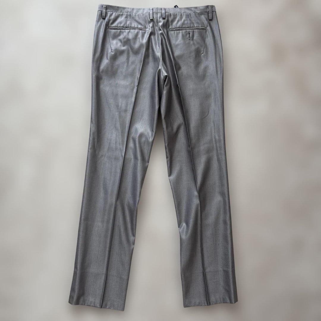 【シルク混】美品　ブラックバレットバイニールバレット　スーツL 灰　光沢　本切羽