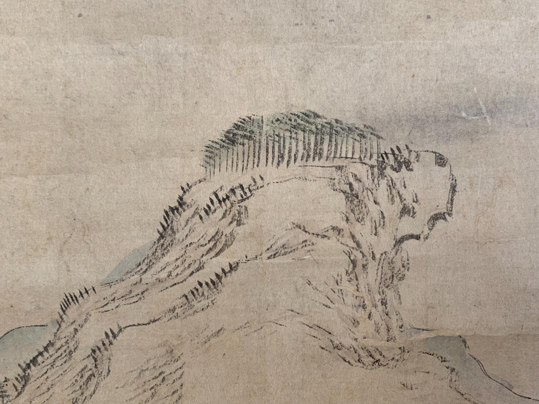 真作｜渡辺崋山 長崎所見山水下絵 紙本肉筆 掛軸 華石極め 西村南岳鑑識箱