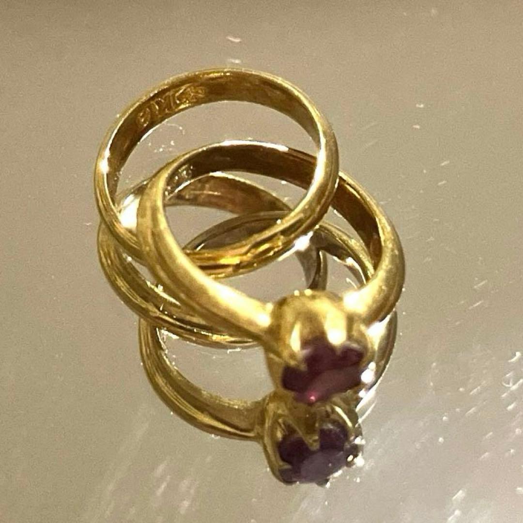 【お値打品】　18Ｋ　金ゴールド　二重輪　ガーネットペンダントヘッド　刻印あり♪