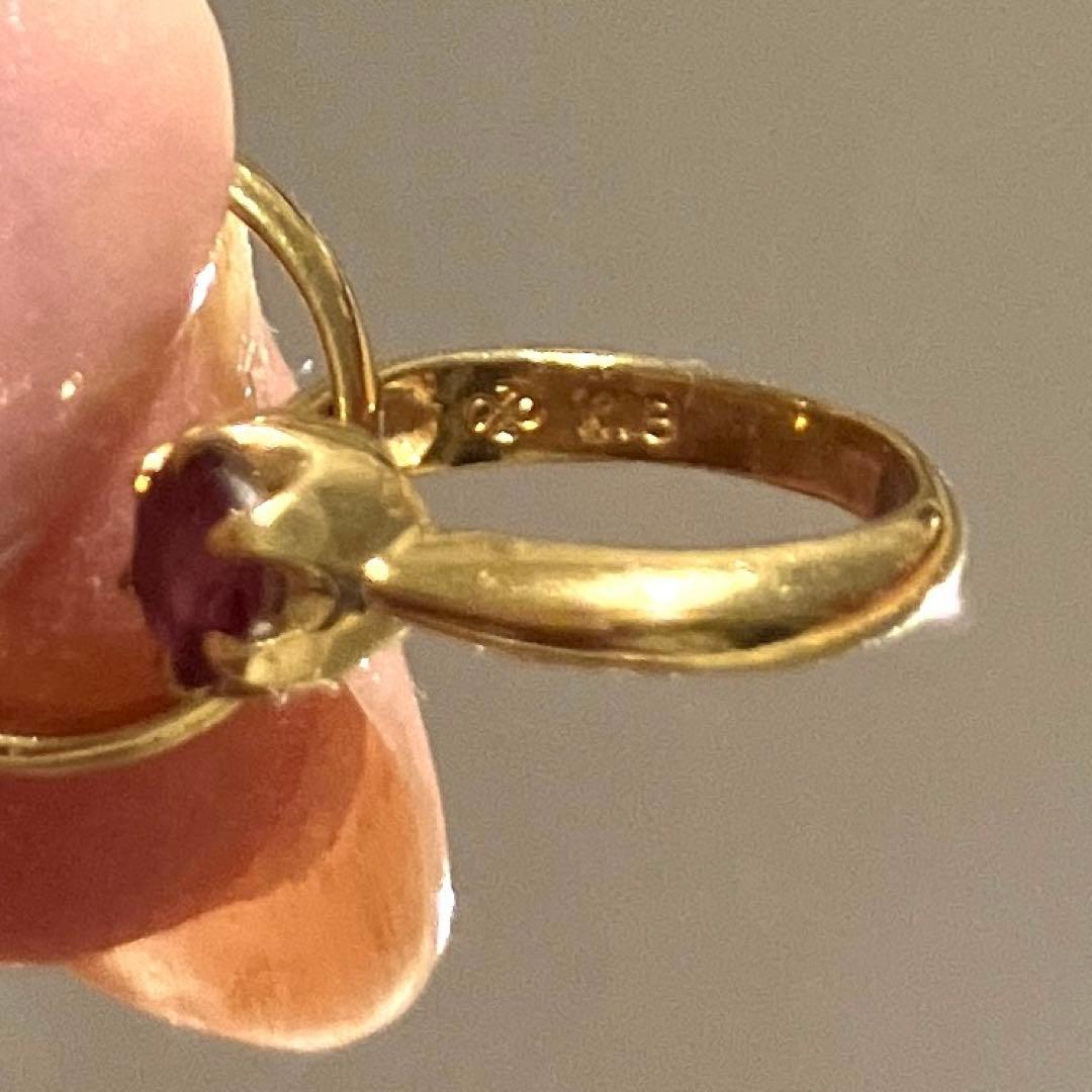 【お値打品】　18Ｋ　金ゴールド　二重輪　ガーネットペンダントヘッド　刻印あり♪