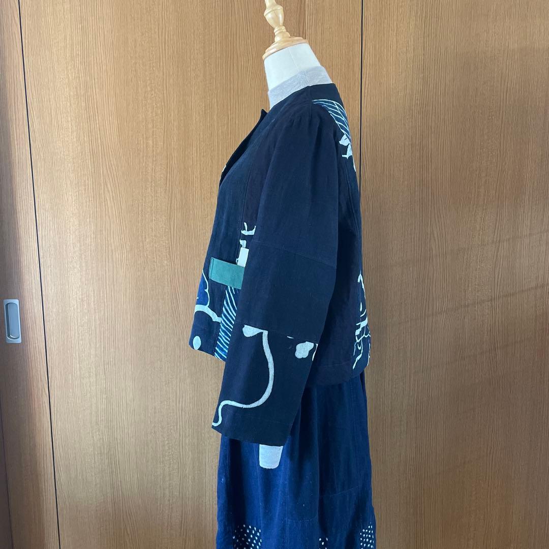 古布藍染ボトルネックジャケット