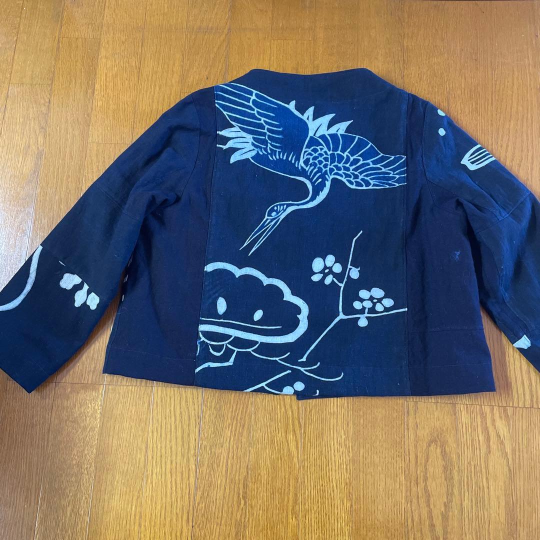 古布藍染ボトルネックジャケット