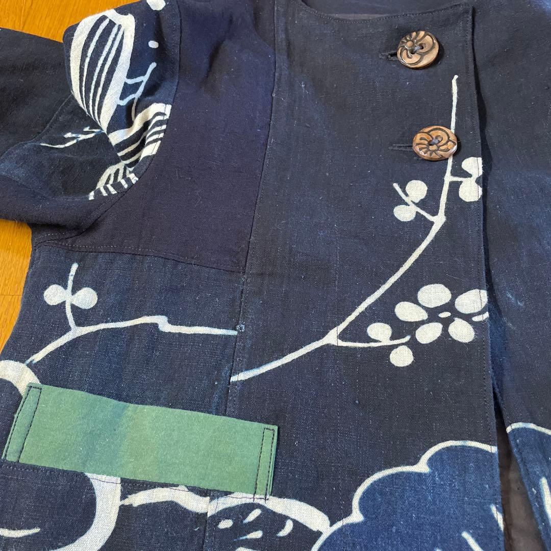 古布藍染ボトルネックジャケット