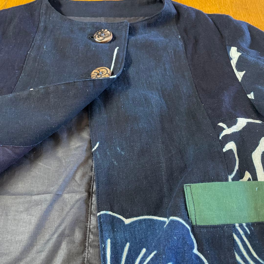 古布藍染ボトルネックジャケット