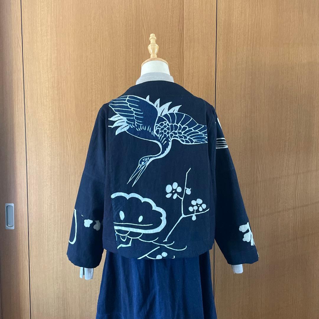 古布藍染ボトルネックジャケット