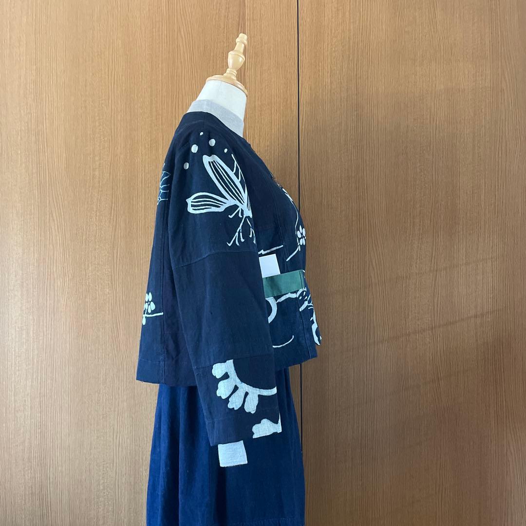 古布藍染ボトルネックジャケット