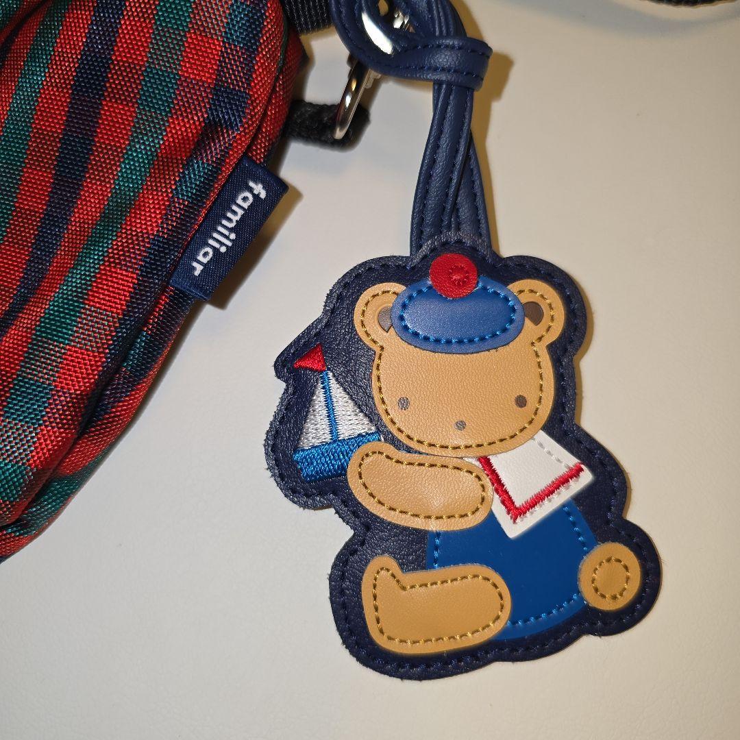 familiar ファミリア 舟形ポシェット ショルダーバッグ 赤チェック 美品