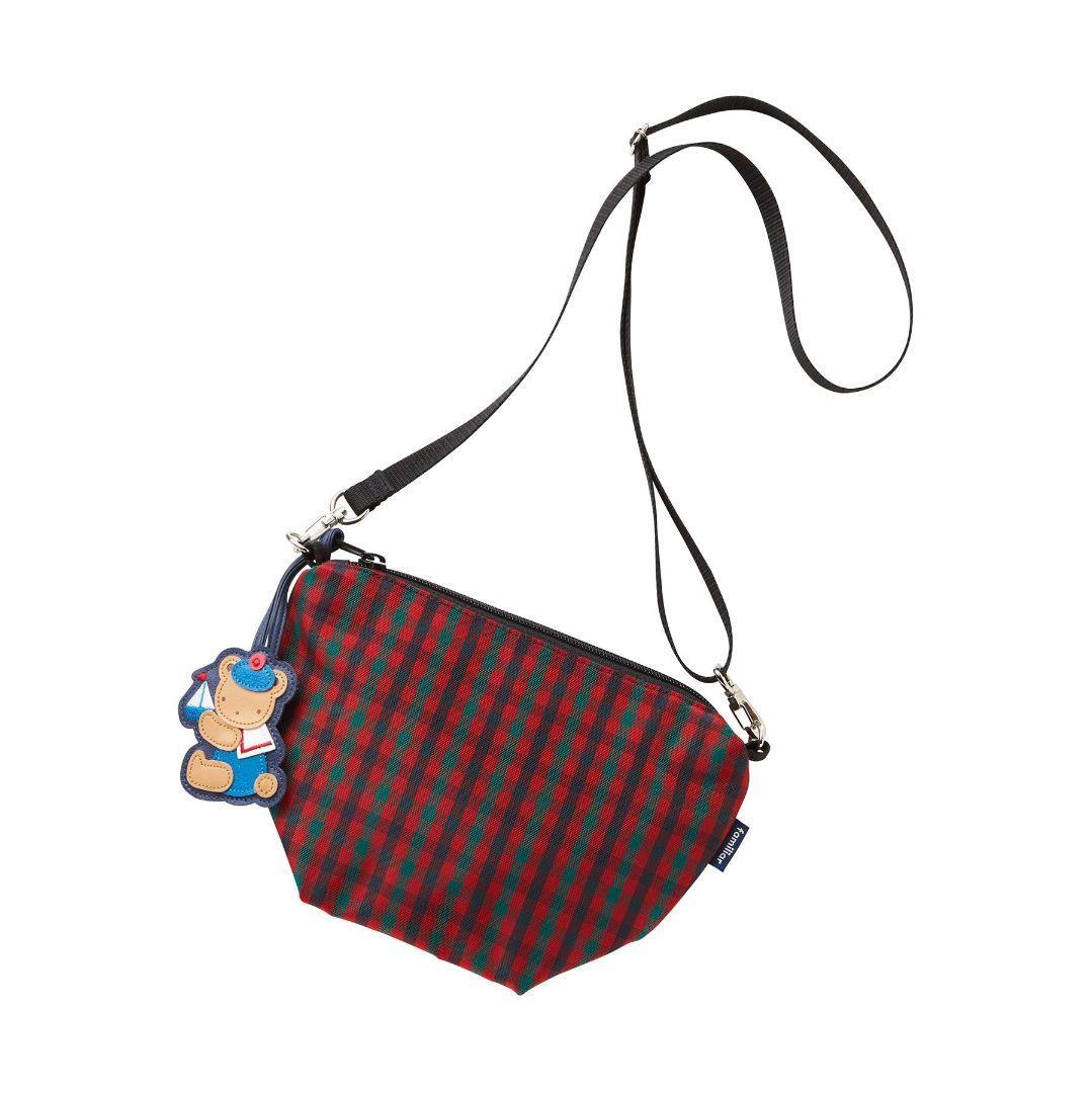 familiar ファミリア 舟形ポシェット ショルダーバッグ 赤チェック 美品
