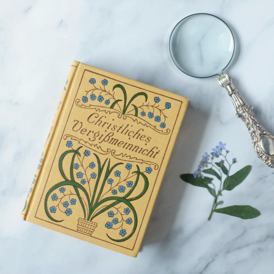 ドイツ 古書 アンティーク クリスチャン 勿忘草のメモリアルブック 洋書