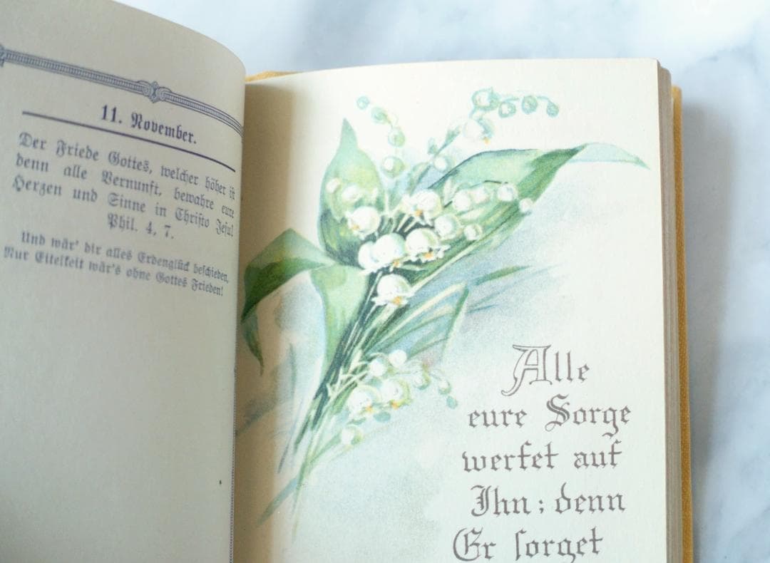 ドイツ 古書 アンティーク クリスチャン 勿忘草のメモリアルブック 洋書