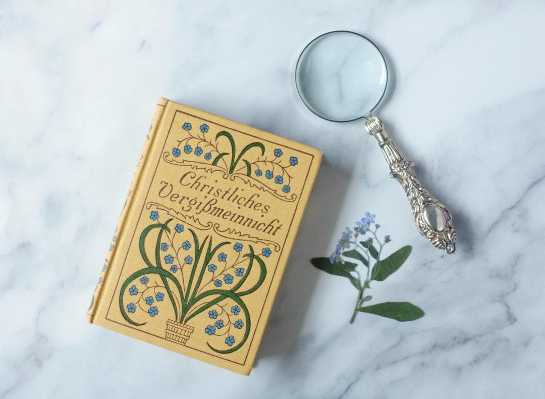 ドイツ 古書 アンティーク クリスチャン 勿忘草のメモリアルブック 洋書