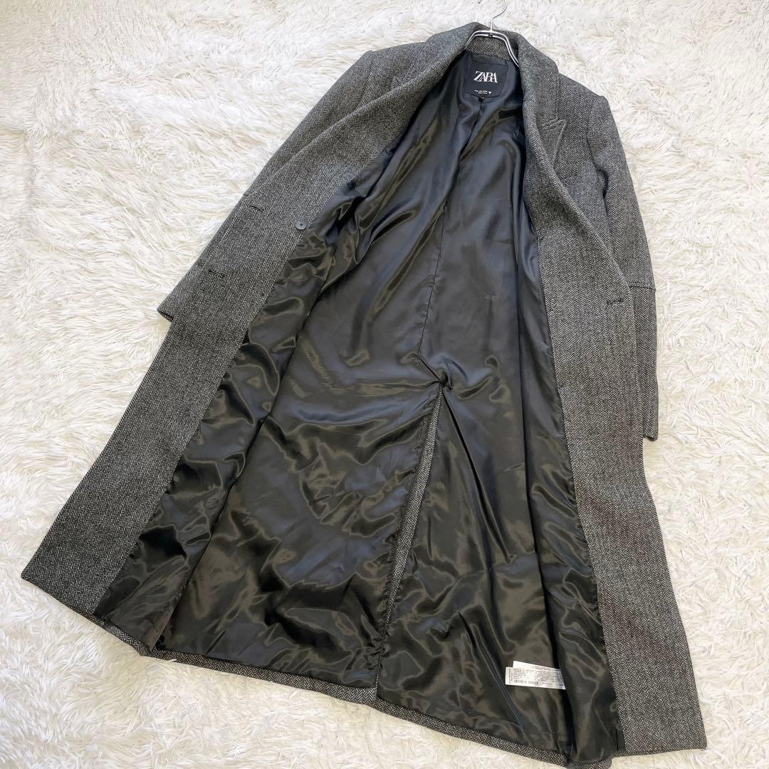 大きいサイズL✨ZARA ザラ チェスターコート ヘリンボーン ダブルブレスト