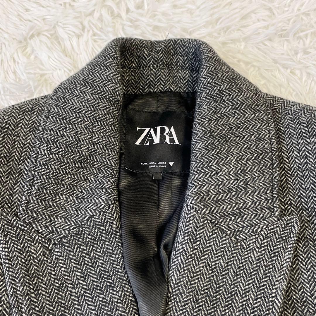 大きいサイズL✨ZARA ザラ チェスターコート ヘリンボーン ダブルブレスト
