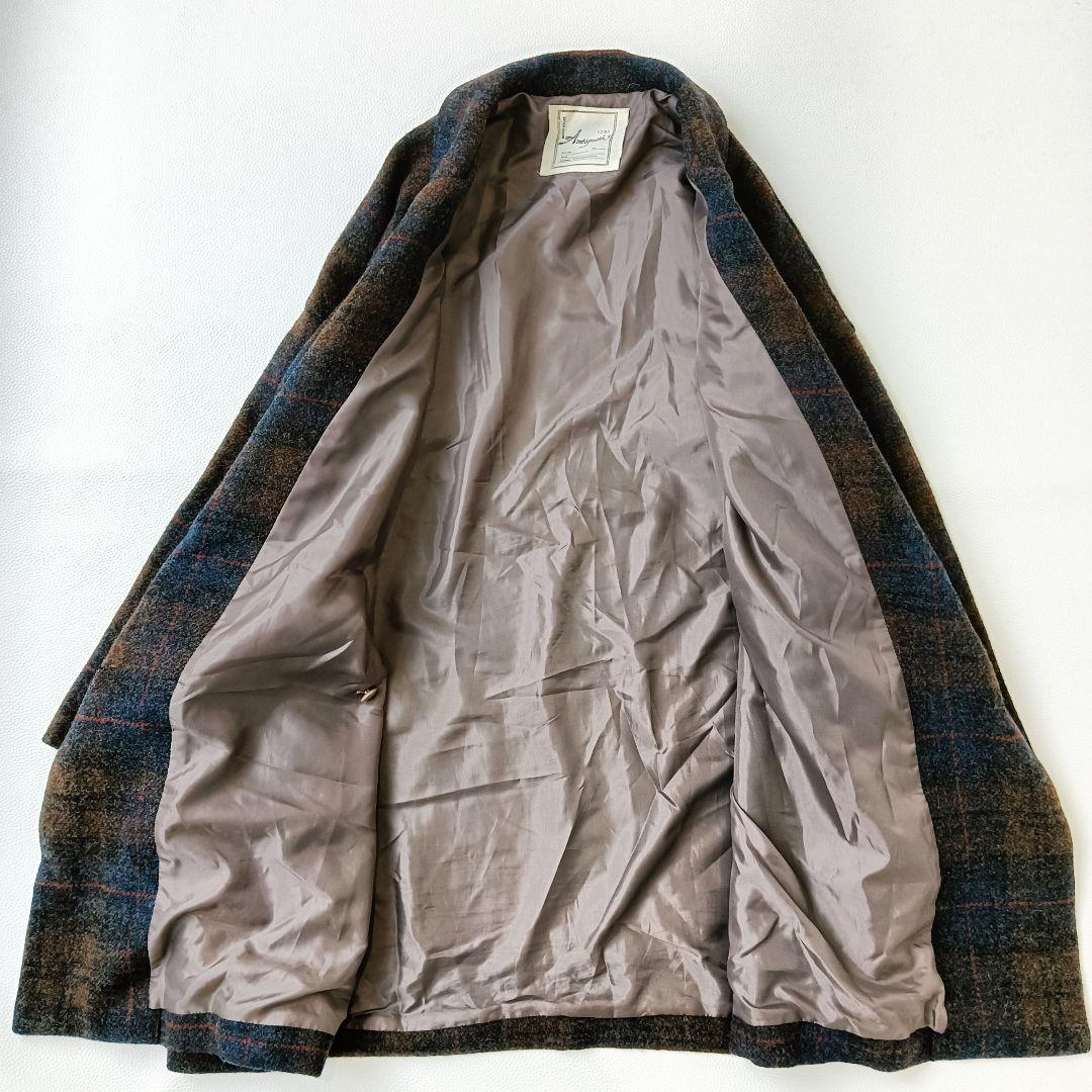 美品✨イチアンティークス タータンチェック ロングコート ウール ゆったり