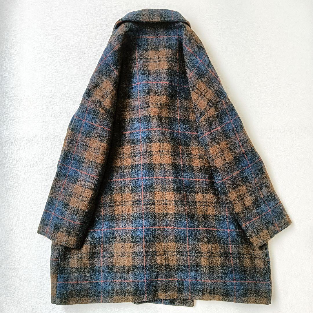 美品✨イチアンティークス タータンチェック ロングコート ウール ゆったり