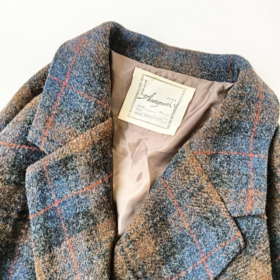 美品✨イチアンティークス タータンチェック ロングコート ウール ゆったり
