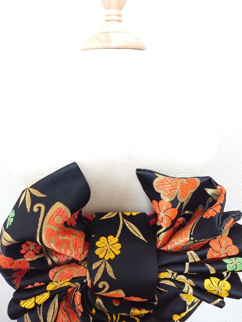 七五三　ハーフ成人式　ジュニア帯　袋帯からの作り帯　1点物　黒　蝶柄