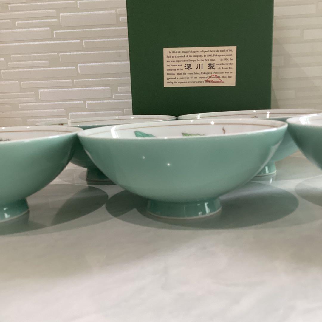 宮内庁御用達　深川製磁　みのり御飯茶碗揃5個組　未使用保管品