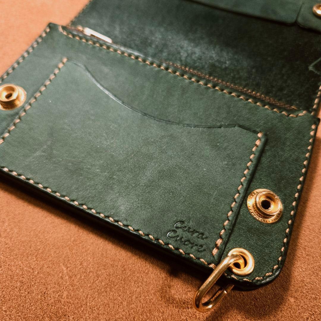 257 ミドル　トラッカーウォレット　イタリアンレザーTEXAS【グリーン】