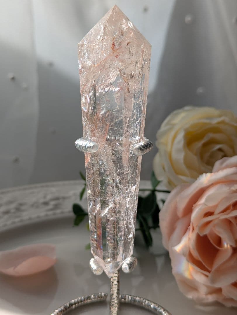 高品質　♡ピンクアゼツライト（通称） ピンククリアクォーツ♡ 　ワンド　　虹