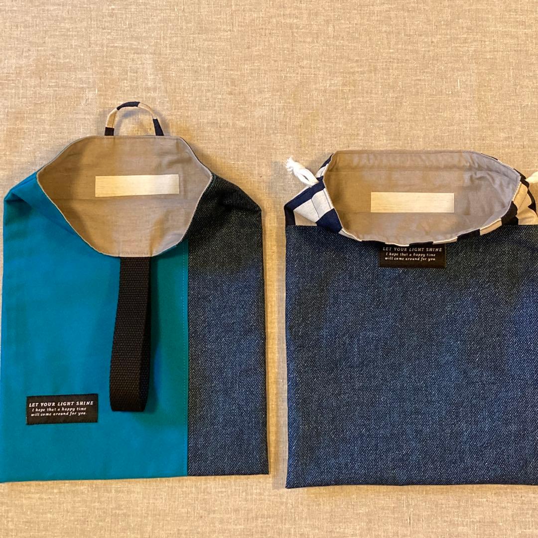 入園入学７点セット　シンプル　無地　ブルー　ネームタグ付き　男の子　匿名配送