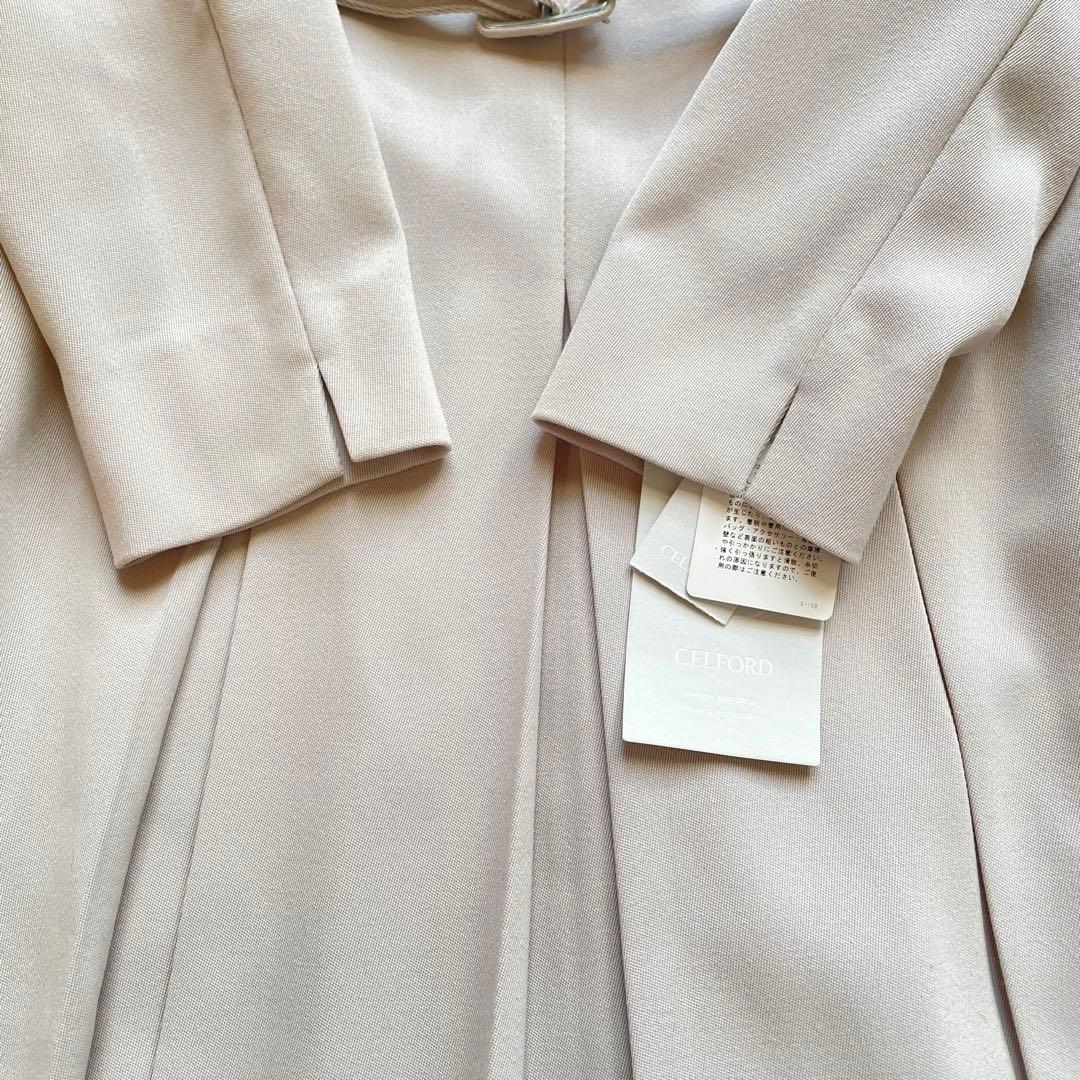 新品タグ付♡CELFORD 細ベルト付き長袖ワンピース ライトグレー　38