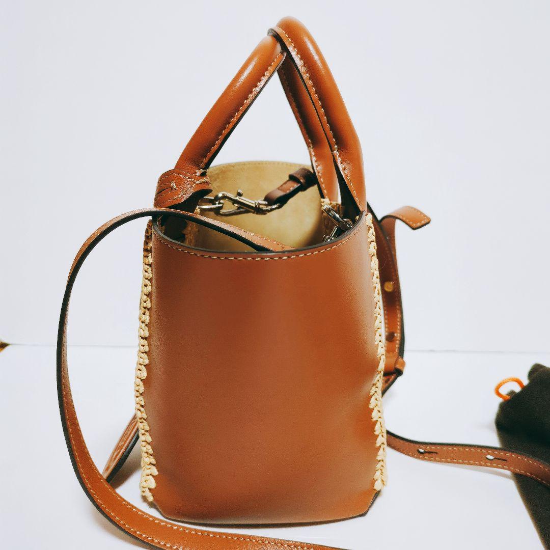 TOD’S トッズ ダブル アップ ミニ レザー＆ラフィア トートバッグ