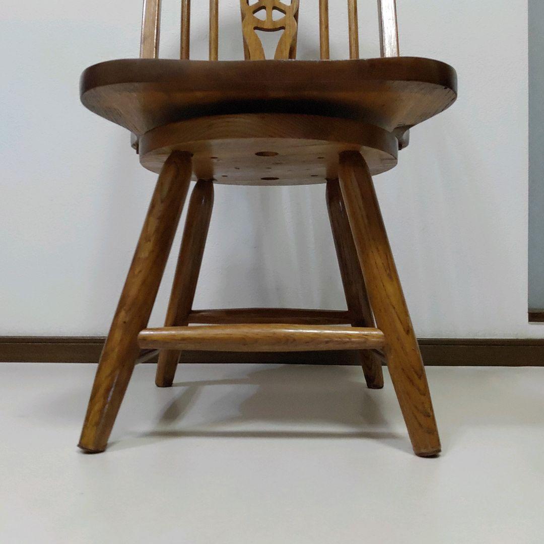 レア 座面回転 英国 アンティーク ホイールバックチェア ヴィンテージチェア