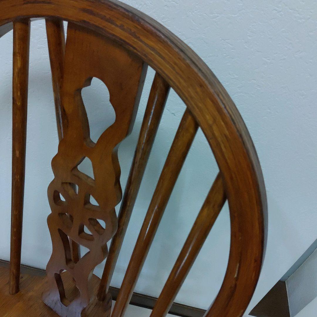 レア 座面回転 英国 アンティーク ホイールバックチェア ヴィンテージチェア