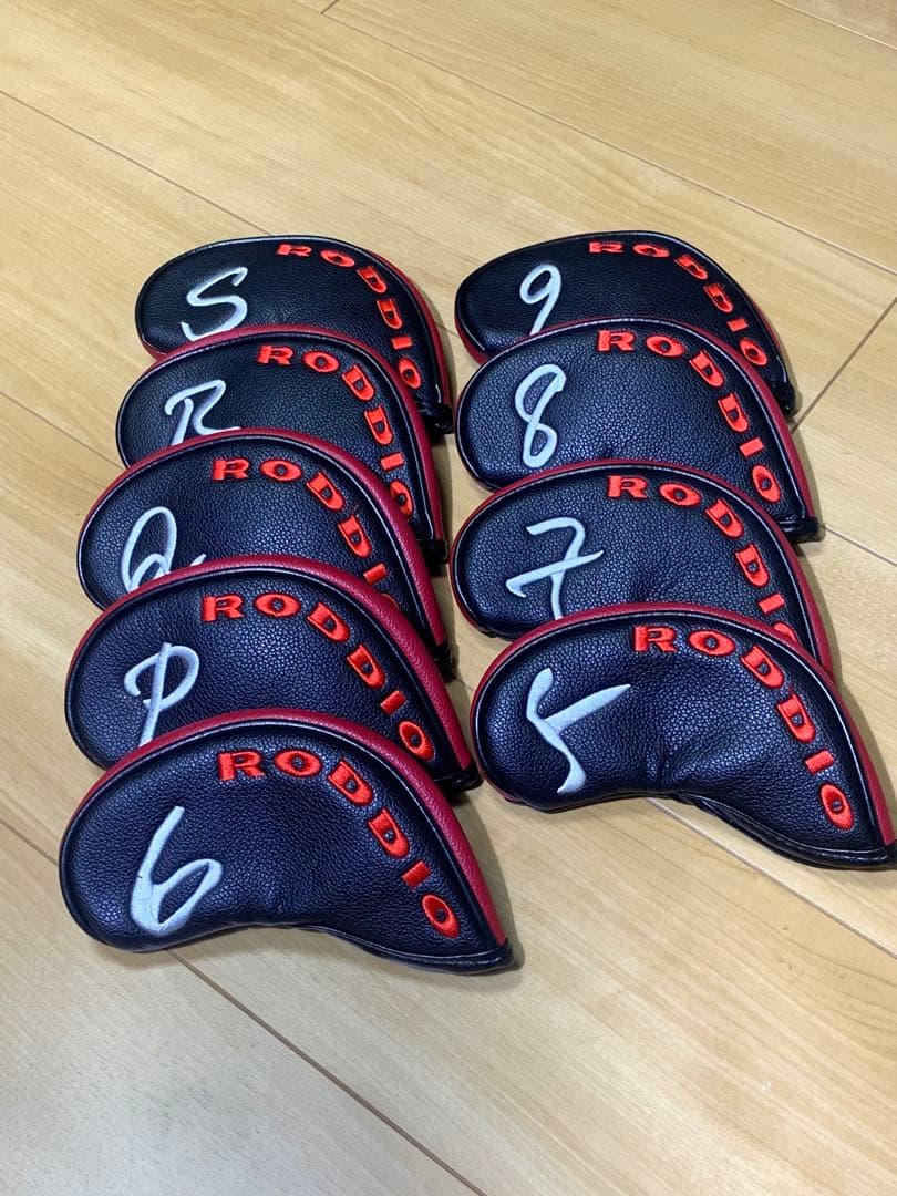 RODDIO(ロッディオ)アイアンカバー９枚セット★Ｂｌａｃｋ×Ｒｅｄライン