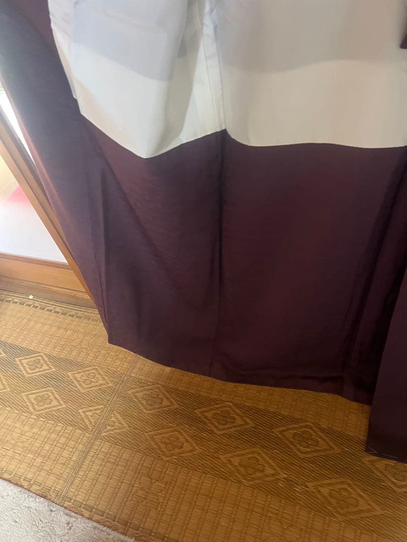 しつけ糸付き 新品 正絹 紋付き 色無地 着物 紫 地紋入り 八掛 裄70cm