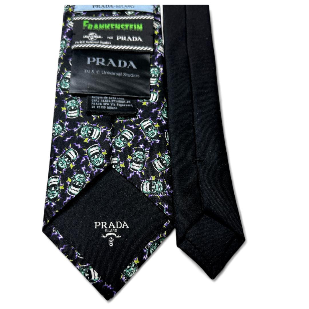 極美品　PRADA ネクタイ シルク フランケンシュタイン ブラック 箱付き