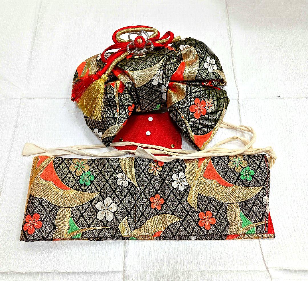 七五三　7歳　120cm　黒　しぼり柄　ポリエステル　髪飾り